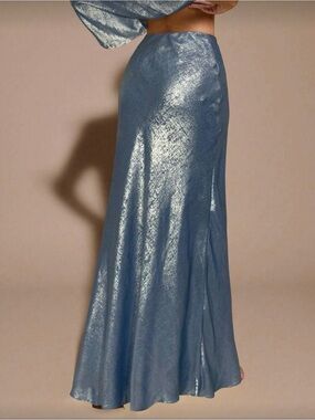 SHEIN Shimmery Steel Blue Maxi Slip Skirt